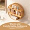 Vintiquewise Round Bamboo Wall Shelf with 2 Wooden Tiers – Natural Hanging Wall Decor and Floating Display Rack Accent for Modern Home Office Living Room Bedroom and Kitchen